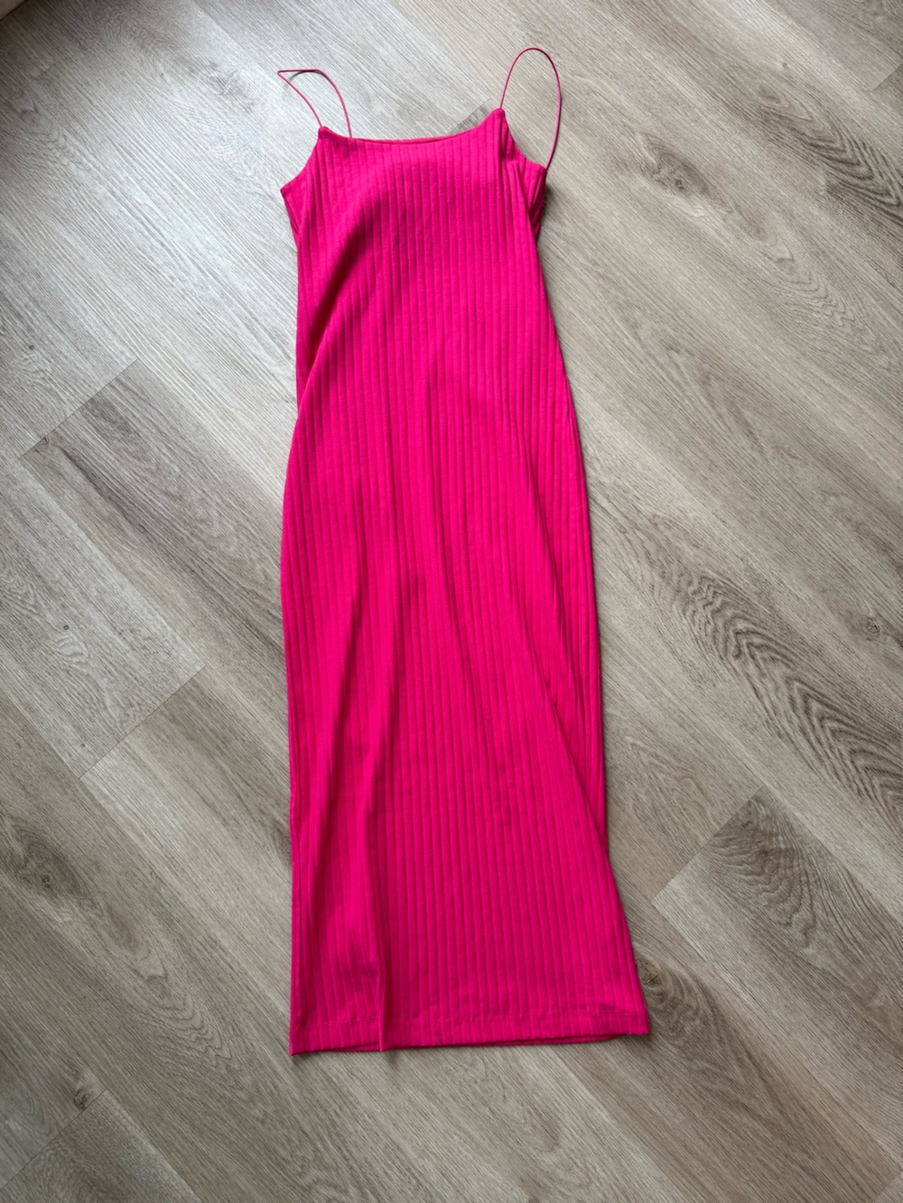 Zara Hot Pink Ribbed Midi Slip Dress